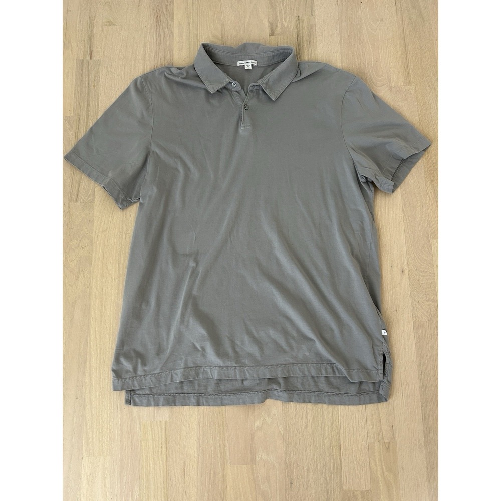 JAMES PERSE Gray Polo Shirt Size 4 XL Short Sleeve Supima Cotton USA MSX3337